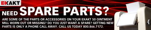 Do you need spare parts for your Exakt 50 Ointment Mill? Call us today - 800.866.7172.