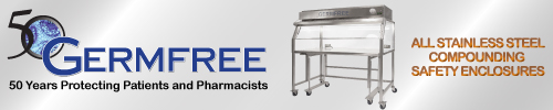 Germfree all stainless-steel compounding enclosures and Laminar Flow work stations - 50 years of protecting products, patients and pharmacist. www.germfree.com