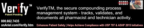 Verify, the secure compounding process management system - tracks, validates, and documents all pharmacist and technician activity.